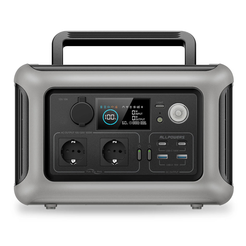 ALLPOWERS Tragbare Powerstation R600, 299Wh LiFeP04 Akku mit 2x 600W (1200W Spitze) AC-Steckdosen für Outdoor-Camping Wohnmobil Zuhause