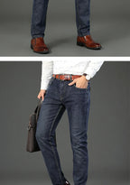 2024 Gerade, normale blaue Stretch-Jeans Frühling Herbst Herren Klassische Jeans Business Fashion Smart Jeans für Herren
