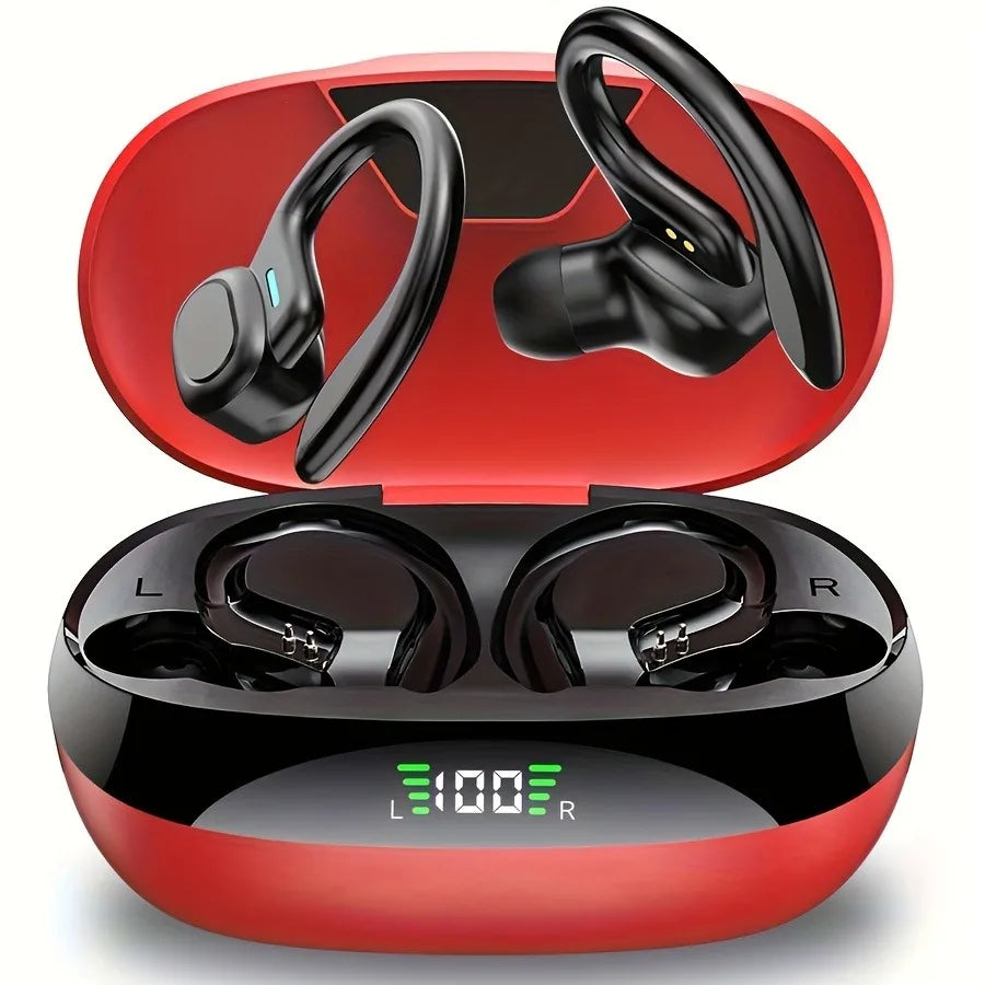 On-Ear LED Display Kopfhörer, Geräuschunterdrückende Ohrhörer, Tiefer Bass, Sport-Gamer, kabelloses Bluetooth Headset, wasserdicht mit HD Mikrofon