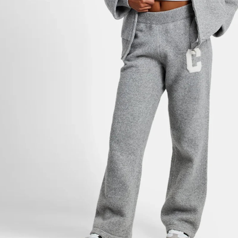 Mode-Cardigan-Hosenanzug Damen Kapuze Reißverschluss Lange Ärmel Lockerer Mantel Gerade Hose 2025 Herbst Lässiger 2-Teiler für Damen