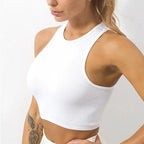 Yoga-Top – Damen-Sportbekleidung – Schwarz-weiß gestreiftes Design – Kurzärmliges Oberteil – Nahtlose Verarbeitung – Streetwear