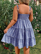 Damen Übergrößen Mini Blumenkleider Halb Bodycon Kurzarm Sommer Trägerkleid Bequem Lässig Beste Wahl für den Sommer