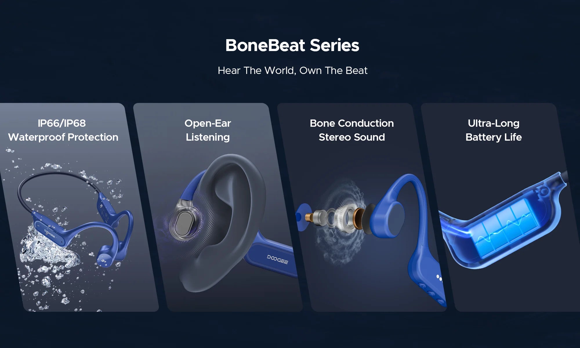 DOOGEE BoneBeat Swim Lite Knochenschall-Sportkopfhörer Bluetooth 5.4 Drahtloser Ohrhörer Wasserdichtes Headset zum Schwimmen