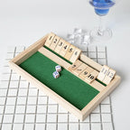 Hölzernes Shut the Box Würfelbrettspiel Klassische Tischversion mit 12 Zahlen, Kneipenstil, traditionelles Familien-Partyspiel für drinnen