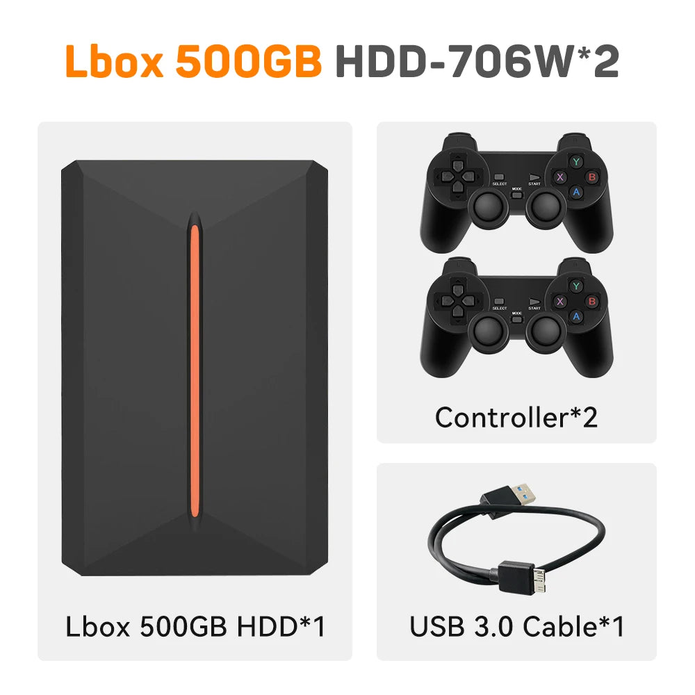 Launchbox 500GB Gaming-Festplatte, tragbare Gaming HDD mit über 3700 PC-/3D-Spielen für PS4/PS3/PS2/Wii/WiiU/Switch Spielekonsolen für PC