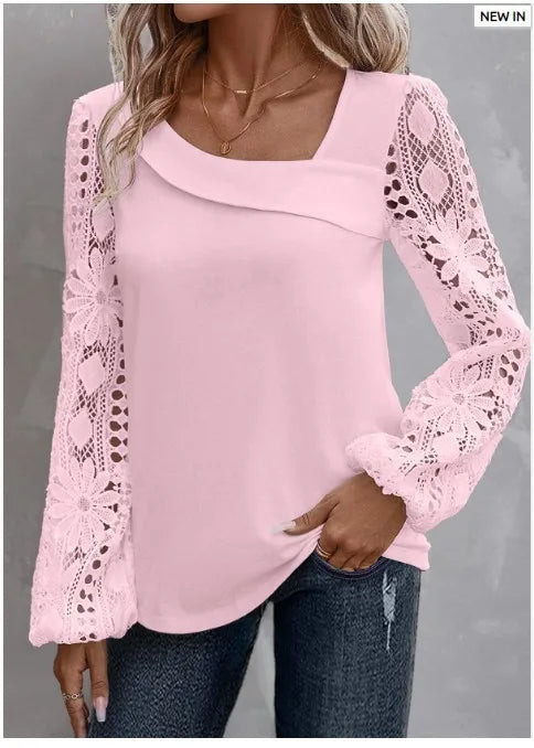 Mode Weiße Spitze Bluse Damen 2023 Neuheiten Hemden und Blusen Elegant Weiblich Locker Langarm Oberteile