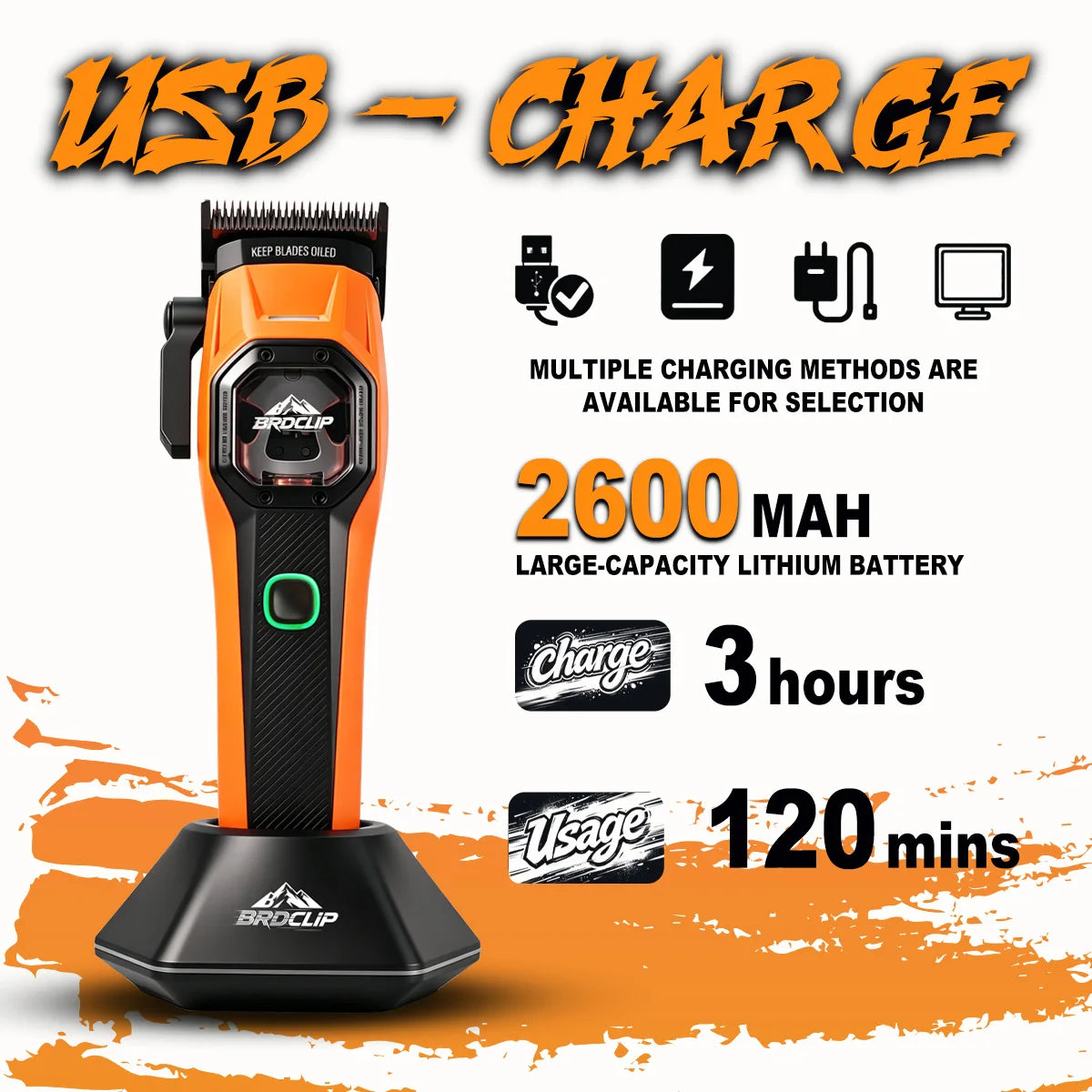 Neuer professioneller BRDCLIP Salon Friseur-Set Vektormotor Haarschneidemaschine 7800-13000 U/min Trimmer 8000-13000 U/min Metallgehäuse 2603 Rasierer