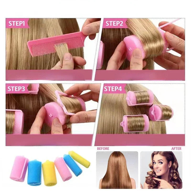 6-14 Stück weiche Schaumstoffkissen-Lockenwickler für Haare, Lockenwickler für Friseursalons, DIY-Locken, Friseurset, DIY-Heimhairstyling-Werkzeuge