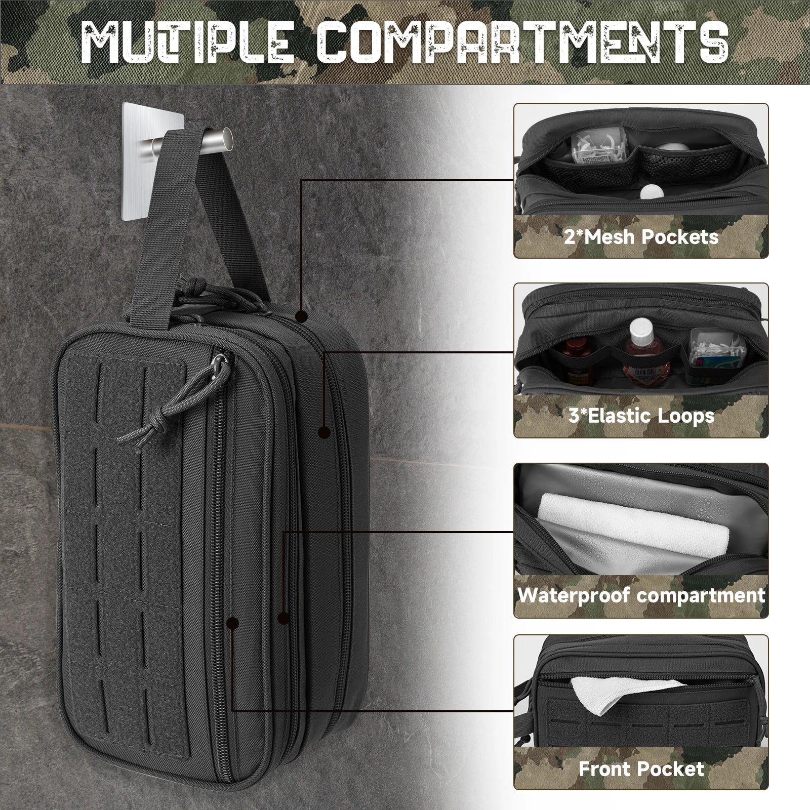 Taktische Kulturbeutel für Herren Hygienebeutel Herren Rasierkit Reise-Dusch-Kosmetiktasche Kosmetik-Organizer-Taschen
