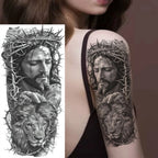 1 Sheet Realistic Jesus Holy Mother Pray Temporary Tattoos For Men Women Adults Long Lasting Waterproof Temp Fake Tattoo Sticker