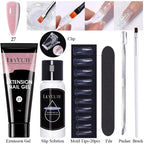LILYCUTE 15ml Verlängerungsgel-Nagellack-Set Quick Nail Prolong mit Verlängerungsform-Nagelspitzen Acryl-Lösung Maniküre-Werkzeug-Kit