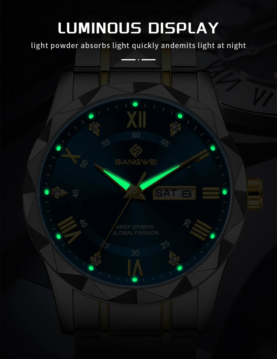 BANGWEI Elegante Luxus Quarz Damenuhr Mode Klassisch Einfach Edelstahluhren Automatisches Datum Wasserdicht Diamant Damen Armbanduhr