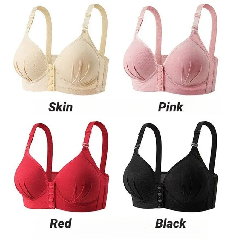 Wire Free Front Buckle Bra Thin Cup Breathable Push Up Side Support Vest Style Adjustable Comfort Underwear For Women