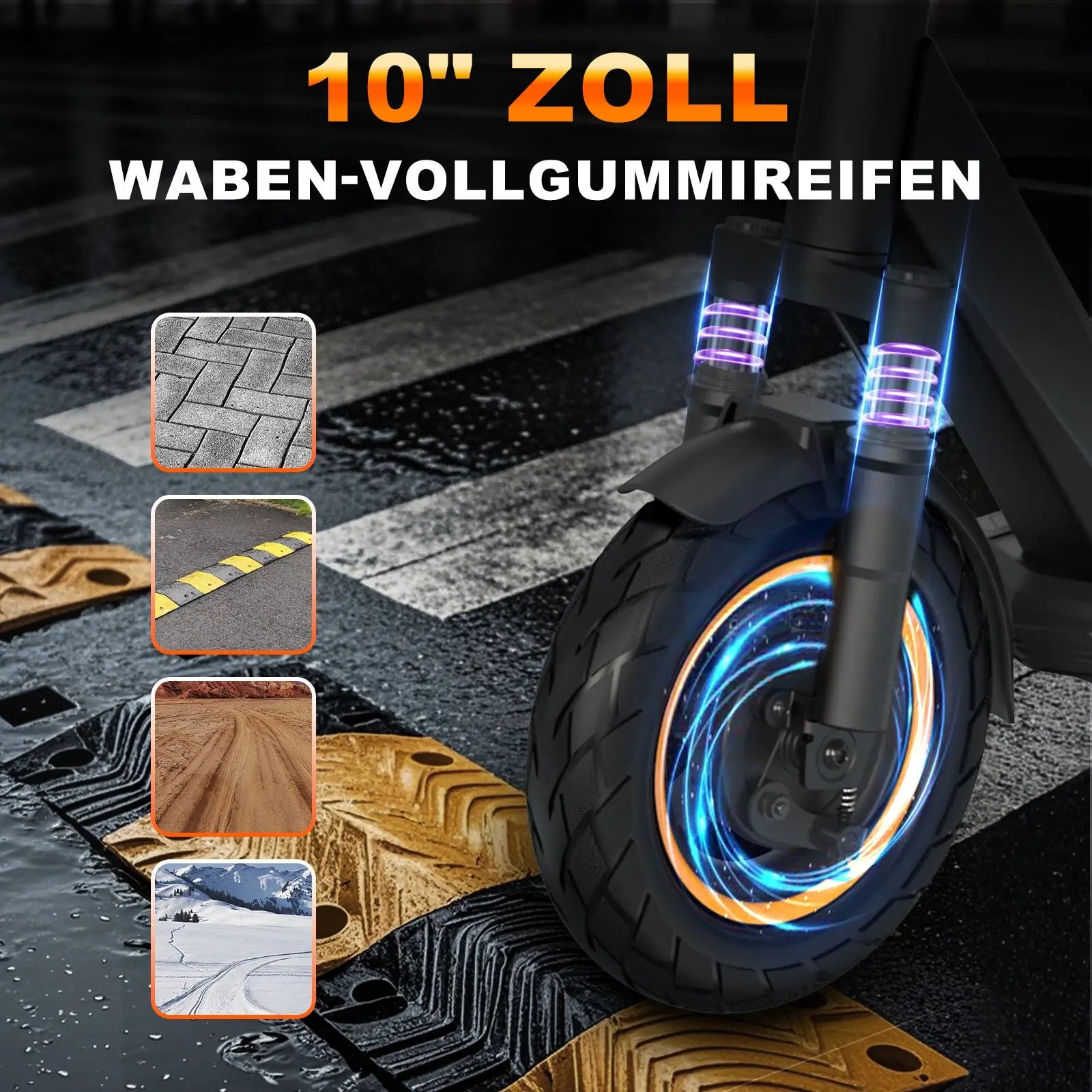 RCB EV10Z Elektroroller mit ABE Straßenzulassung 350W Motor 36V11.4Ah Akku 35-40km Reichweite 10 Zoll Rad Klappbar 120KG Max. Belastung für Pendler in der Stadt