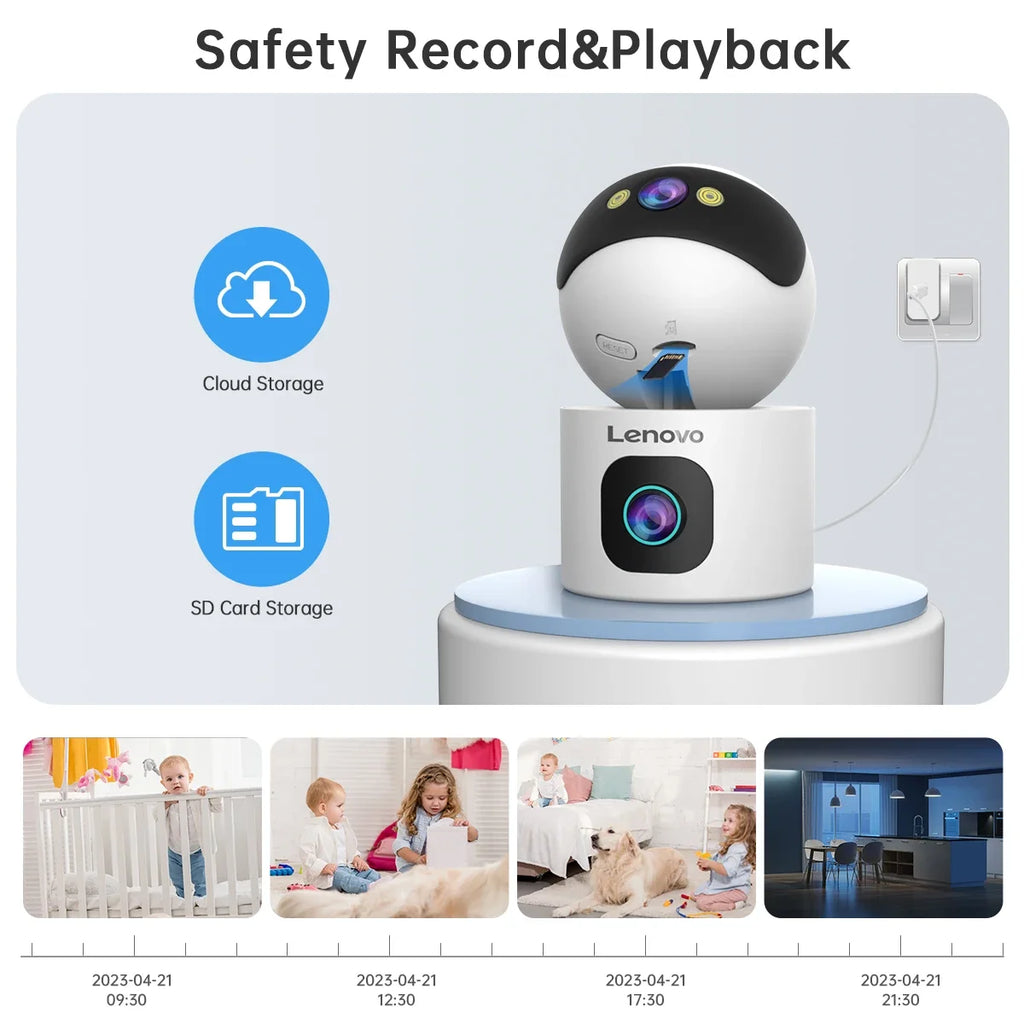 Lenovo 8MP HD IP Kamera Dual-Objektiv Babyphone 5X Zoom Farb-Nachtsicht Menschliche automatische Verfolgung Video Smart Home Kamera