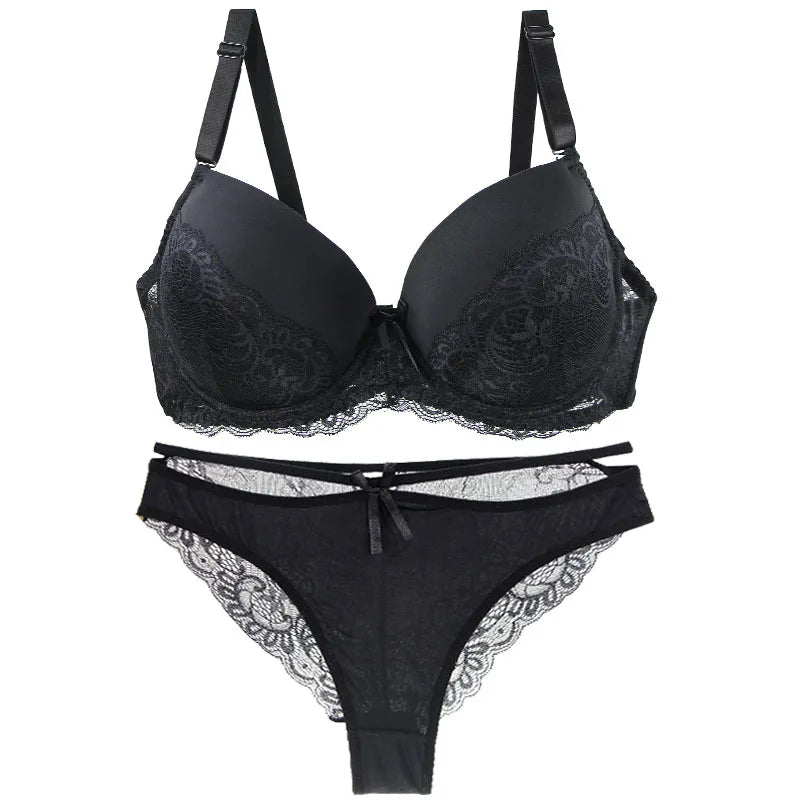 DaiNaFang Sexy BH-Set Grün Schwarz Beige Rot Weiß Lila Spitze Schleife Blumen Unterwäsche für Damen Übergröße Dessous