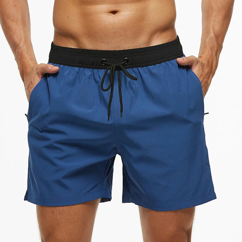 Escatch 2026 Sommer Herren-Badebekleidung Einfarbig Multicolor Polyester-Netzfutter Seitliche Reißverschlusstasche Maillot De Bain Homme Sportshorts