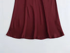 ETJ 2025 Damen Frühling neue elegante Mode All-in-One Stretch High-Waist A-Linie Seidensatin Rock in mehreren Farboptionen