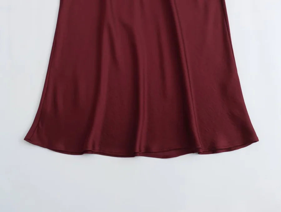 ETJ 2025 Damen Frühling neue elegante Mode All-in-One Stretch High-Waist A-Linie Seidensatin Rock in mehreren Farboptionen
