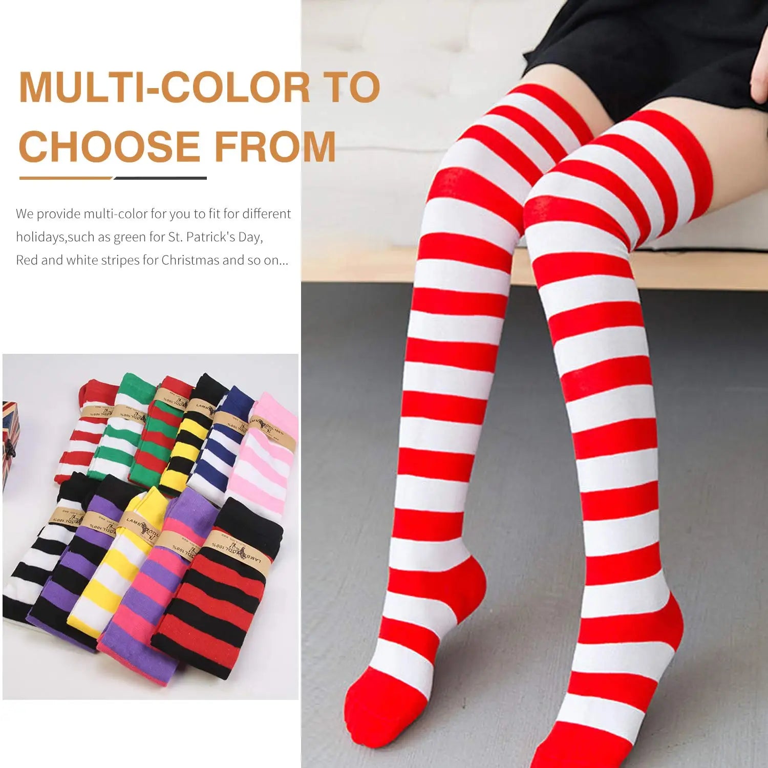 Farbige gestreifte Strümpfe Japanische Overknee-Socken Mode Frauen Warmhalten Socken Sexy Schlanke Lange Socken Strumpfwaren JK Cosplay Lolita Y2k