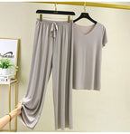Zweiteiliges Set Damen Oberteil und Hose Sommer 2-teilige Sets Damen Outfits Urlaub 2026 neue Kollektion weite Hose elegant lässig