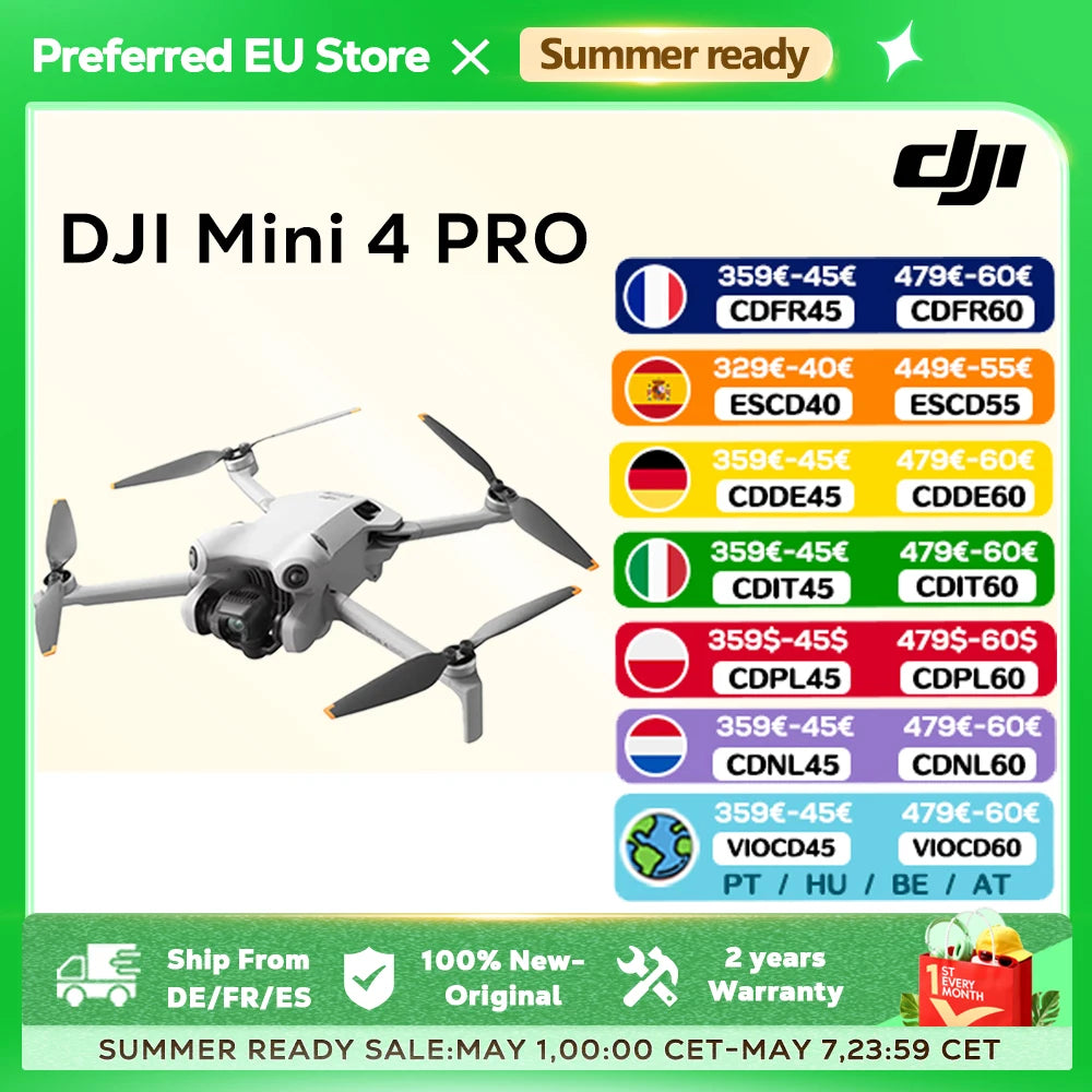 [EU STOCK] DJI Mini 4 Pro Mini Drone with 4K HDR Video Camera 34 Minutes Flight Time 20km Max Video Transmission Range New Original C0