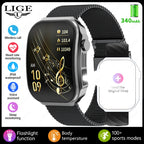 LIGE Neue 2,2-Zoll 3D Gebogenes Display Smartwatch Mit LED-Licht Thermometer Gesundheitsmonitor Smartwatch BT Anruf Sport Fitness Uhr