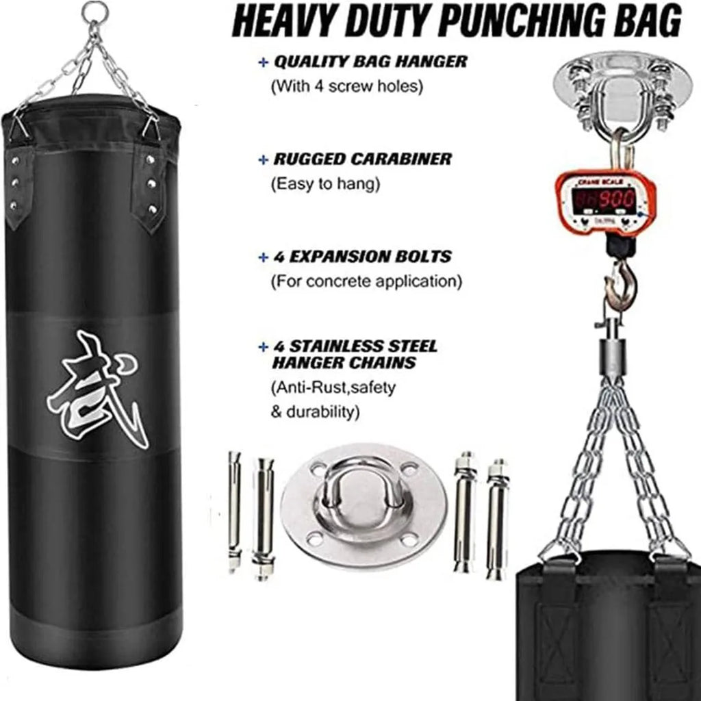 Schwerer Sandsack mit Deckenhaken, Stahlkette, zum Aufhängen, für Erwachsene, Muay Thai, MMA, Taekwondo, Heimtraining