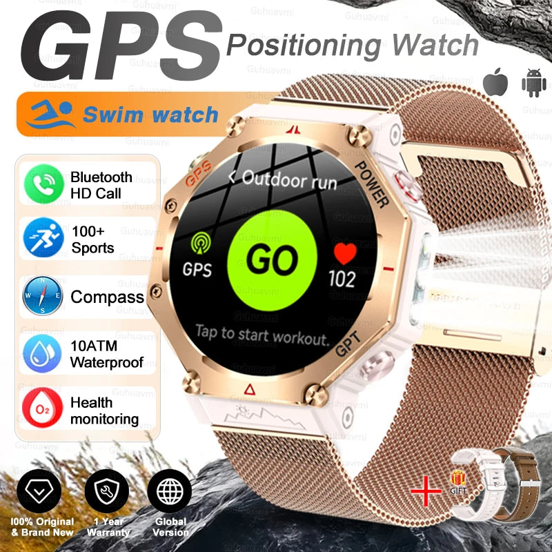 T-Rex 3 Ultra Militärische GPS-Smartwatch 10ATM Wasserdicht Kompass Höhenmesser Barometer AMOLED Herren HD Anruf Sport-Smartwatch