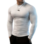 Einfarbige, eng anliegende, schweißabsorbierende, elastische Shirts Fitnessstudio Bodybuilding Fitness Rollkragen-T-Shirts Herren Langarm Schnelltrocknend Herbstkleidung