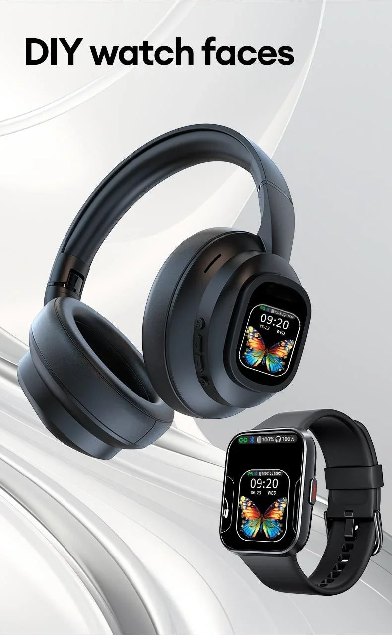 AI LCD Touchscreen Shock Bass Headsets HIFI Sound Kabellose Bluetooth-Kopfhörer ANC Geräuschunterdrückung Gamer-Ohrhörer mit Mikrofon