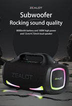 ZEALOT S79 Bluetooth-Lautsprecher 100W Tragbarer Subwoofer HiFi Dual Pairing Schnellladung 24000mAh Akku