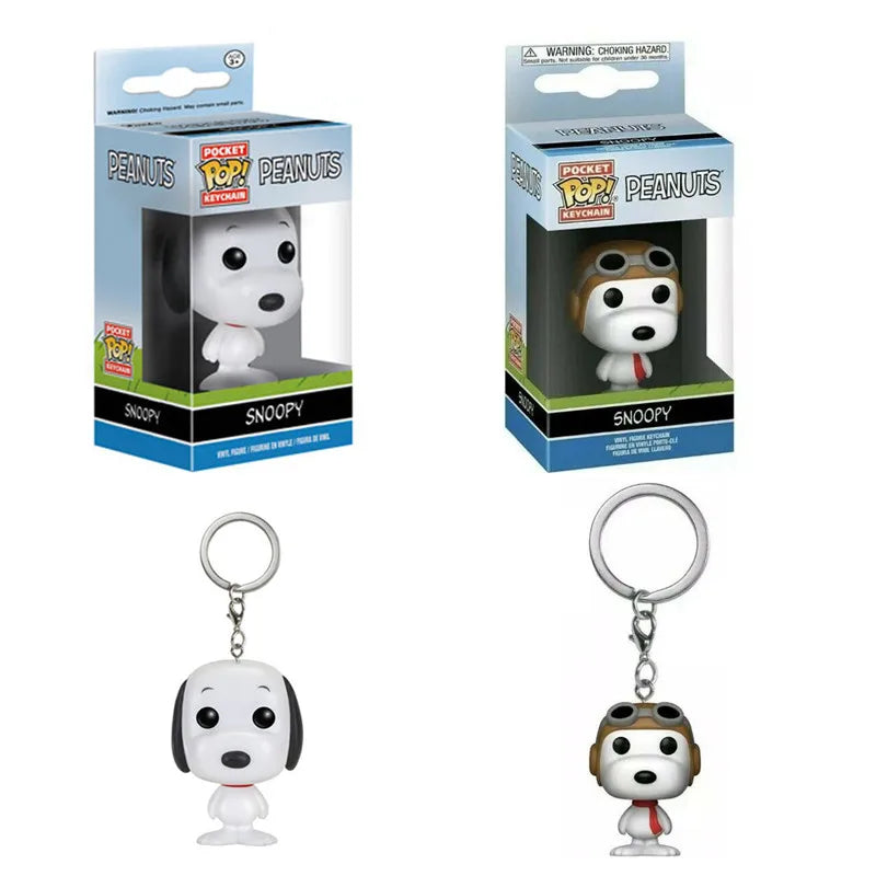 Neu eingetroffen FUNKO POP Pocket Schlüsselanhänger Peanuts Snoopy mit Hut neuer Snoopy Schlüsselanhänger mit Box Actionfigur Spielzeug für Ornamente