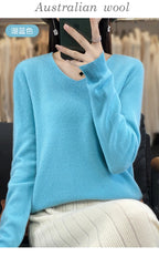 Damen 100% Merinowolle Pullover V-Ausschnitt Basic Pulli Herbst Winter Kaschmir Kleidung Langarm Weiche Strickware Oberteile Unifarben