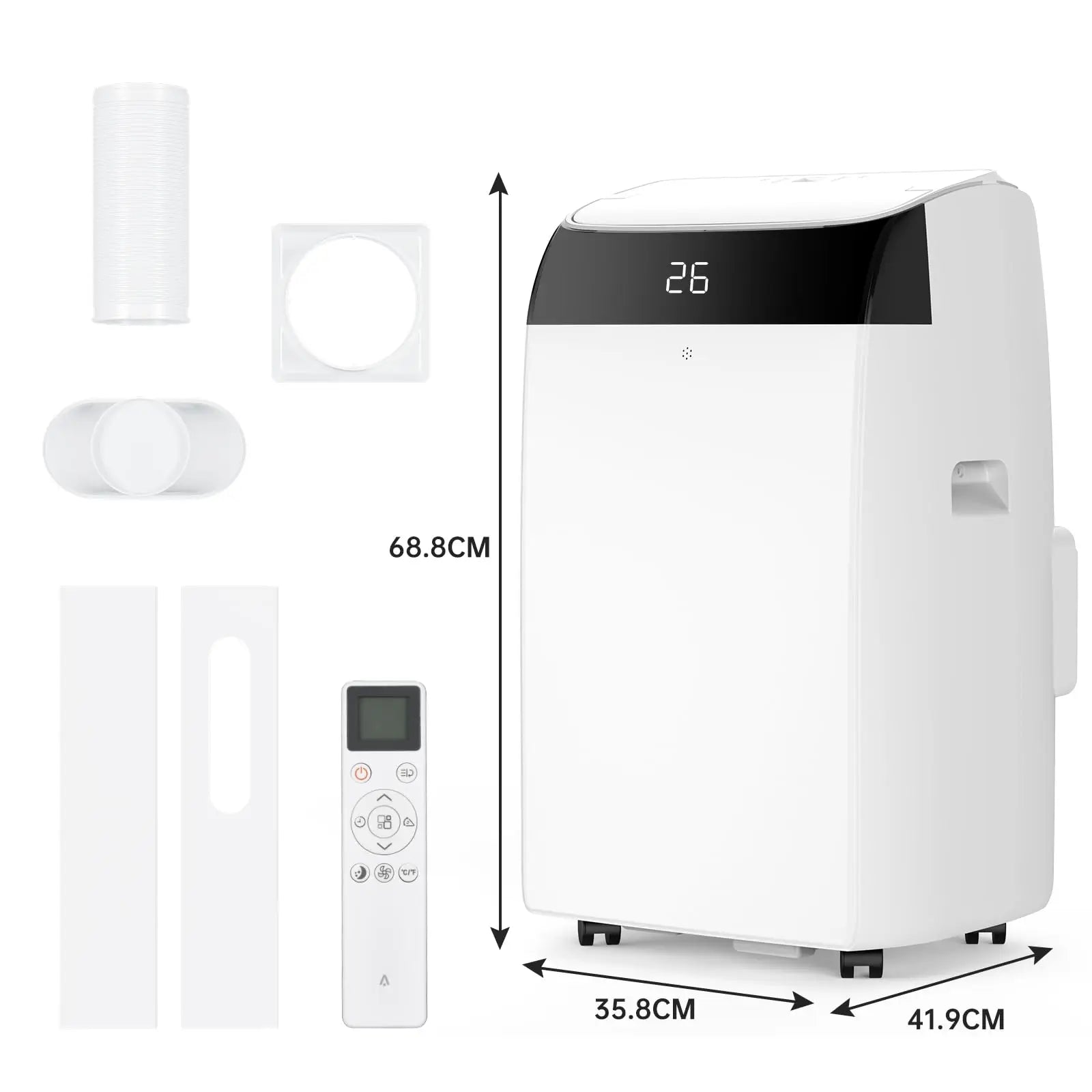 Tragbare Klimaanlage 12000 BTU, 4-in-1 Kühlung, Entfeuchter, Ventilator & Automatischer Luftstrom, Keine Außeneinheit, Leiser Betrieb, Für Zuhause
