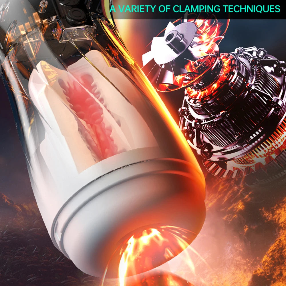 APP-gesteuerter, automatischer Masturbator für Männer, Masturbationsbecher mit realistischer Vagina, Vibration, Blowjob, Masturbation, beheizte Sexmaschinen-Spielzeuge für Männer