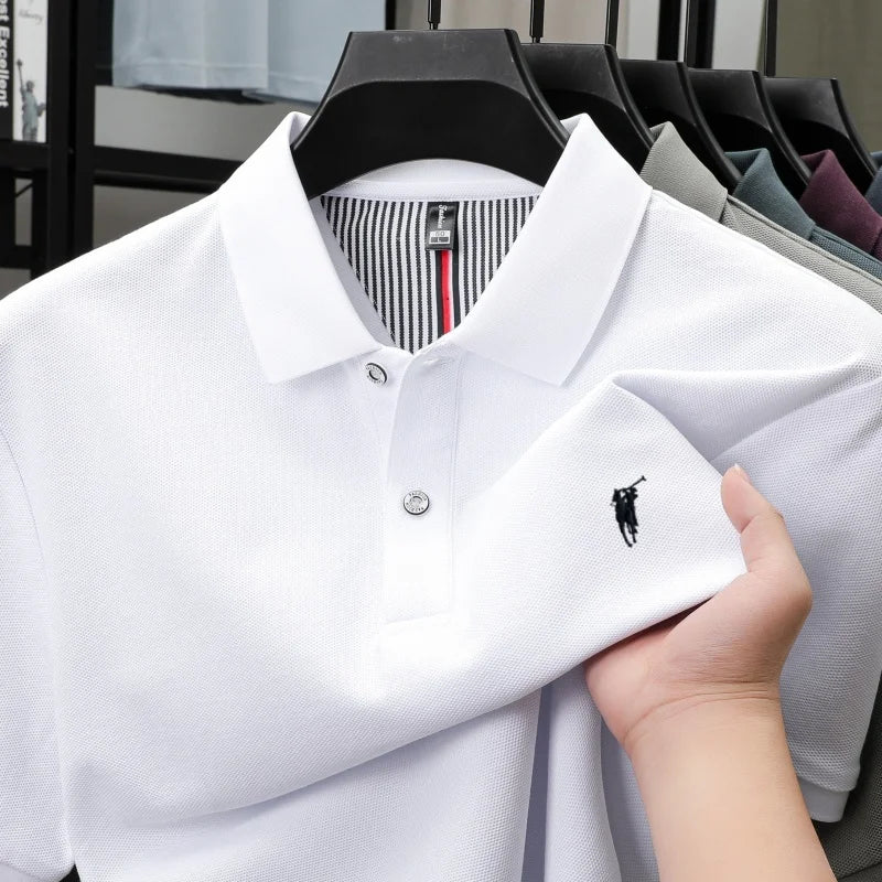 Polo-Shirt aus 100 % reiner Baumwolle, Kurzarm, High-End-Luxusmarke, Mode, Paul Pony Stickerei, Golf, Business Casual Herren T-Shirt