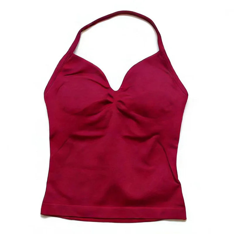 Gym Schöner offener Rücken BH Laufen Training Impact Neckholder Longline Trägertop Sport Yoga Weste Damen Fitness Tank Top