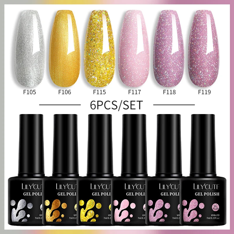 LILYCUTE Nagelgel-Politur-Set, Rosa Grün, Frühling, DIY-Nagelkunst-Design, lang anhaltend, Soak Off UV Gel, Maniküre, Malgel, Vernis-Kit