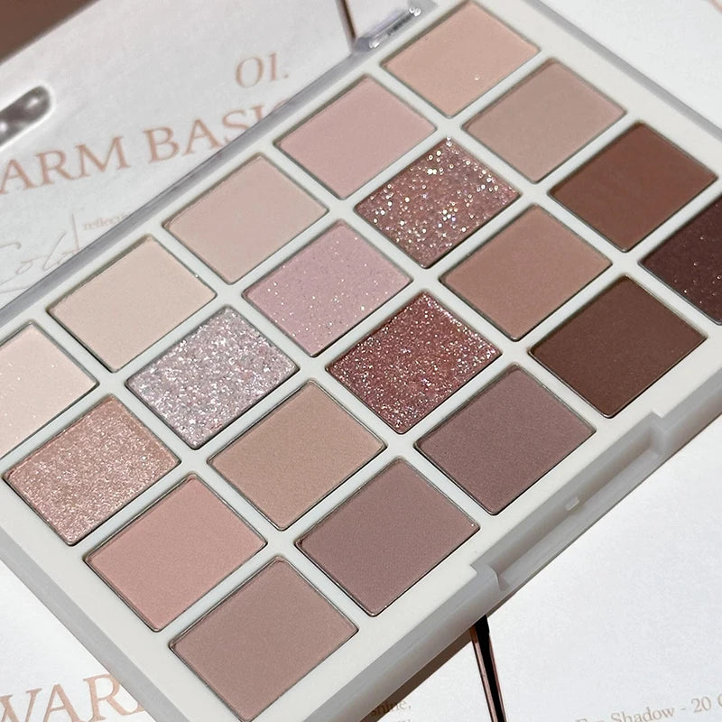 DIKALU 20-Farben Koreanische Lidschatten-Palette mit geringer Sättigung Matt Wasserfest Braun Rosa Lidschatten-Palette Langanhaltendes Tages-Make-up