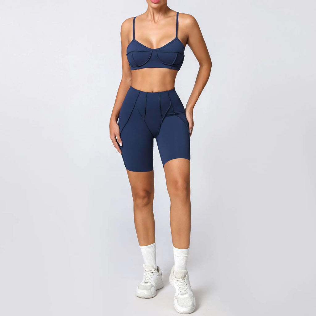 Nahtlose Yoga-Sets Sport-Fitness Hochbund-Hüfthebe-Formhose Rückenfreier BH-Anzug Workout-Gym-Leggings-Sets für Damen