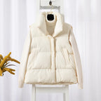 Damenmode Herbst Neu 2024 Stehkragen Elegante Daunenmäntel Warme Oberbekleidung Freizeitgürtel Ärmellose Winter Damenwesten Jacken