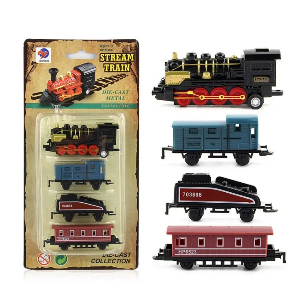 Auto Fahrzeuge Retro Dampfzug Rückziehmodell Diecast 1:60 Legierung Spielzeugzug Kinder Spielzeug Set für Jungen Geschenke Kindergeburtstag