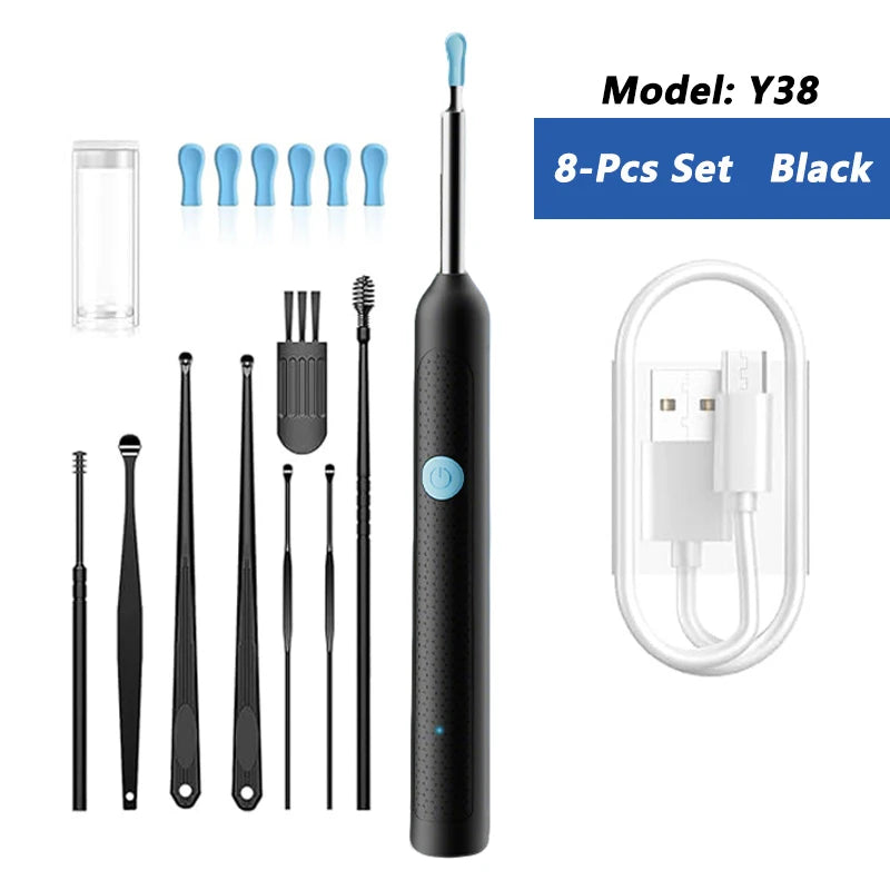 Intelligenter visueller Ohrenreiniger HD Ohrenstäbchen Otoskop USB-C-Ladeendoskop Ohrenschmalzentferner Ohrenschmalz-Entfernungswerkzeug Ohrenschmalz-Minikamera Gesundheitspflege-Set