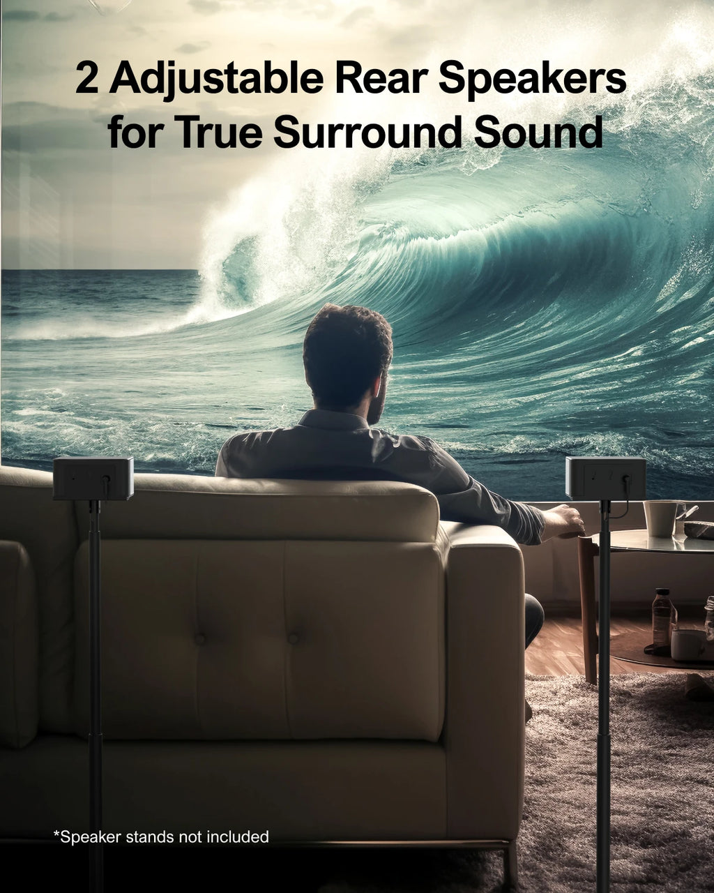 ULTIMEA 5.1 Virtuelle Surround-Soundbar, 3D Surround Sound System, Soundbar für TV mit Subwoofer und Rücklautsprechern, Poseidon D50