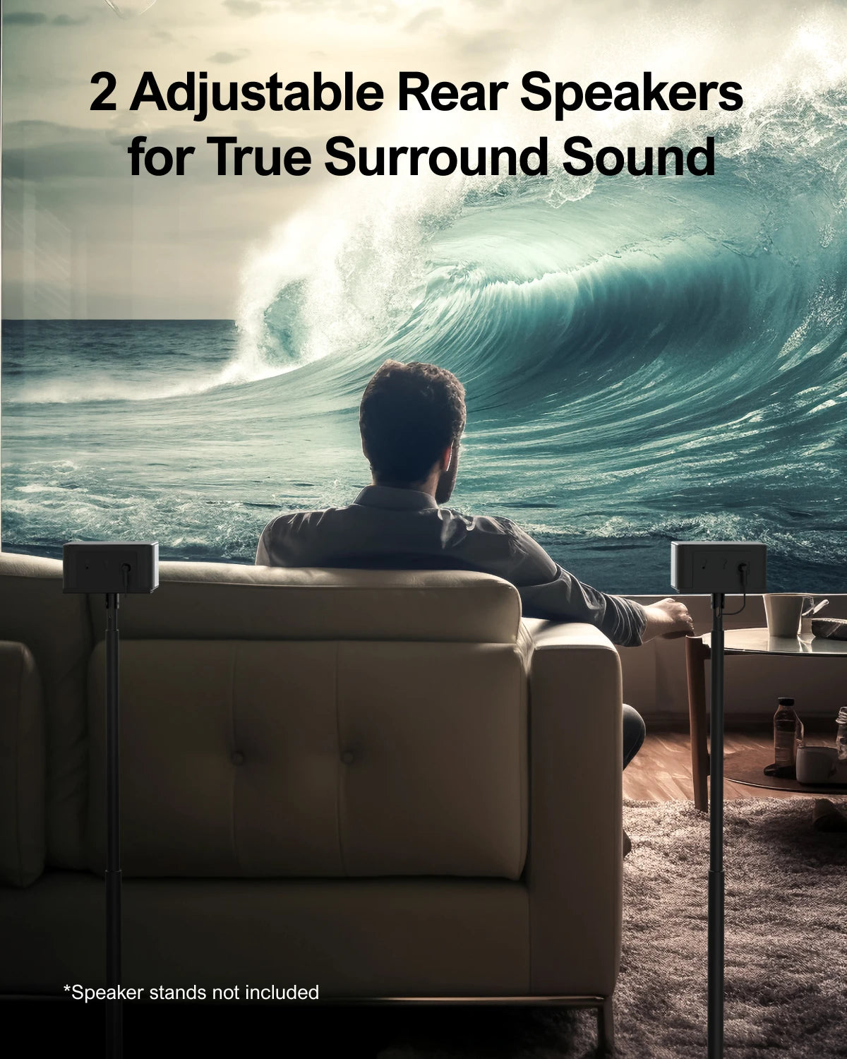 ULTIMEA 5.1 Virtuelle Surround-Soundbar, 3D Surround Sound System, Soundbar für TV mit Subwoofer und Rücklautsprechern, Poseidon D50