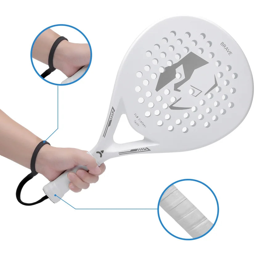 Padel-Tennisschläger, Padelschläger Carbonfaser mit EVA Memory Flex Foam Kern, leichter Padelschläger für Pop-Tennis