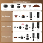 DENOKIN Tragbare Espresso-Kaffeemaschine mit Digitalanzeige, 3-in-1 Kapsel-Kaffeemaschine für Auto & Zuhause, Camping-Kaffeemaschine