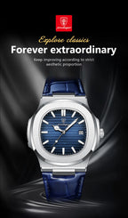 POEDAGAR Top Luxus Quadratische Herrenuhr Datum Wasserdicht Leuchtend Herren Armbanduhr Hochwertige Leder Herren Quarzuhren+Box Reloj