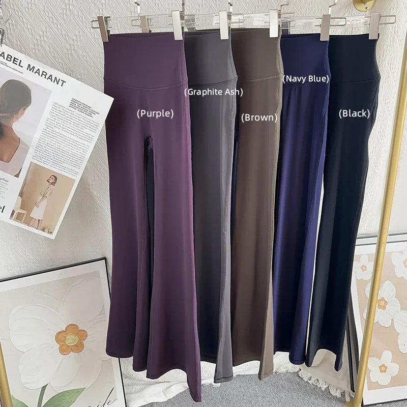 Damen High-Waist Schlag-Yogahosen Bequeme Pilates-Laufleggings Stylische Fitness-Sporthosen